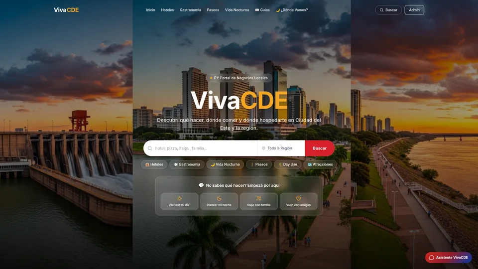 Captura de VivaCDE, portal de contenido sobre negocios, turismo y gastronomía de Ciudad del Este, desarrollado por Lapacho